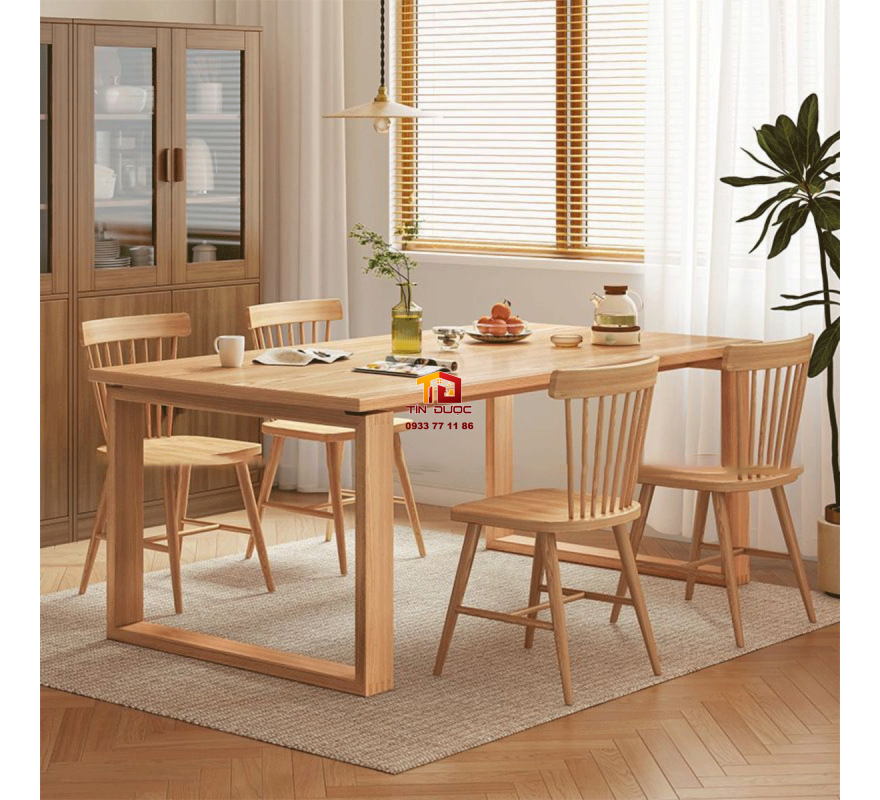 Bộ B&agrave;n Ăn Gỗ Sồi Tự Nhi&ecirc;n Hiện Đại, Tinh Tế - BA03