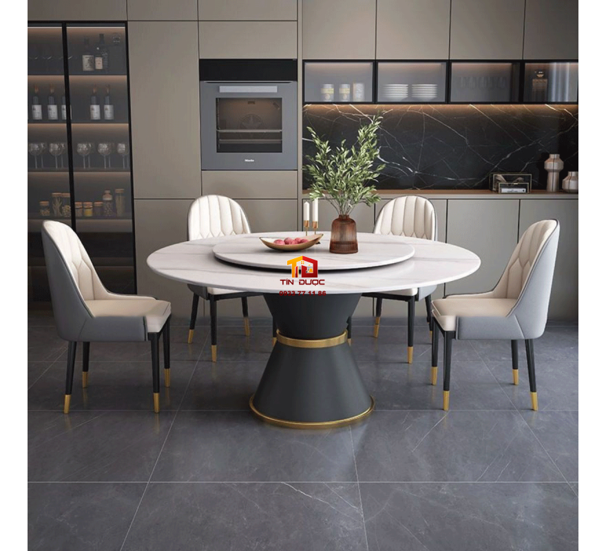 Bộ B&agrave;n Ăn Mặt Đ&aacute; Thiết Kế Xoay Tr&ograve;n Th&ocirc;ng Minh - BA017 