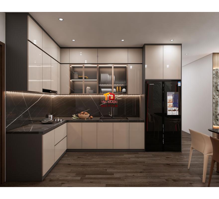 Tủ bếp MDF Gi&uacute;p Căn Bếp Th&ecirc;m Tiện Dụng Thanh Lịch - TBM074