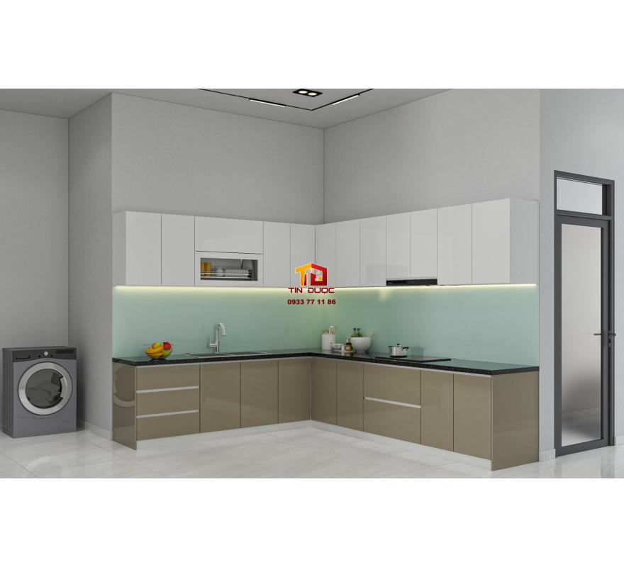 Tủ Bếp Gỗ C&ocirc;ng Nghiệp L&otilde;i Xanh Chống Ẩm Phủ Acrylic-TBC0046 