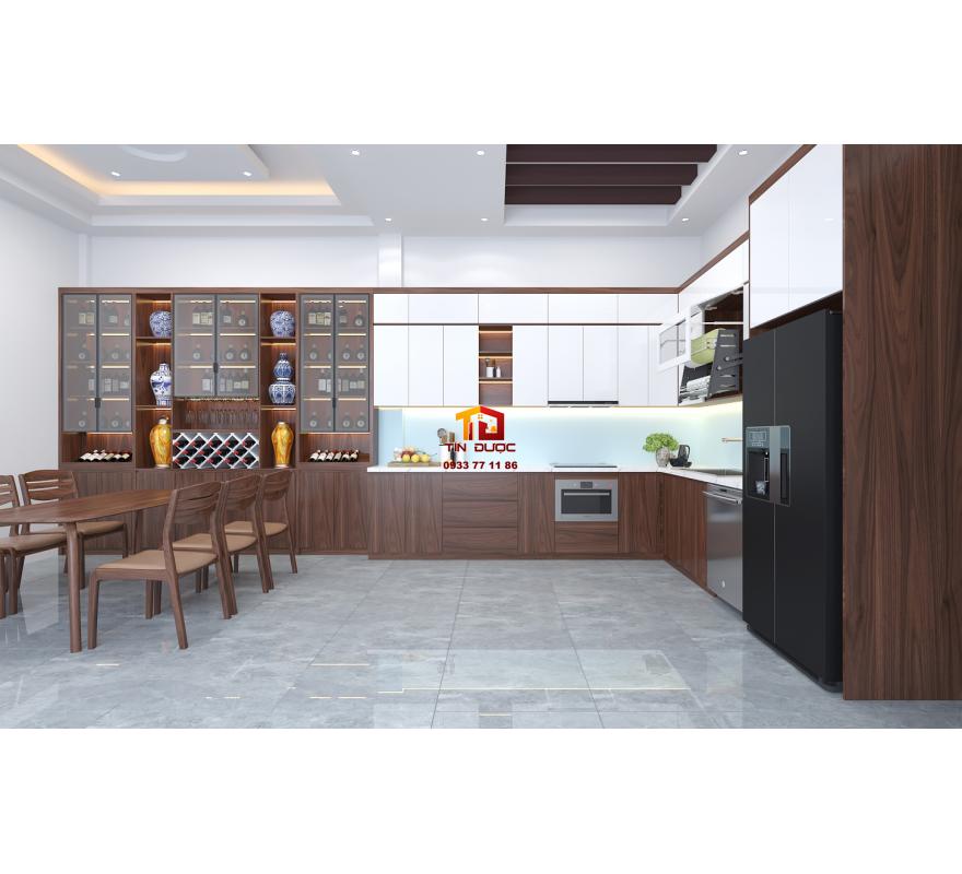 TỦ BẾP GỖ C&Ocirc;NG NGHIỆP MDF AN CƯỜNG-TBM03
