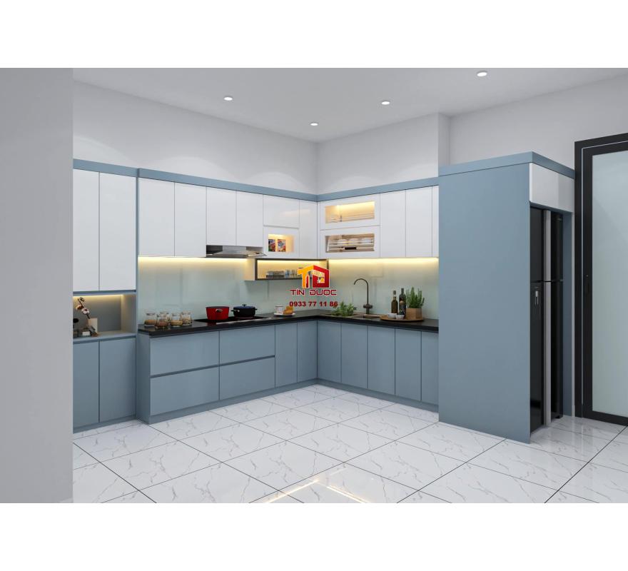 Tủ Bếp Gỗ C&ocirc;ng Nghiệp MDF Chống Ẩm L&otilde;i Xanh Cao Cấp - TBM033 
