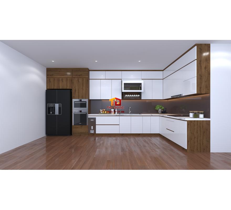 Tủ Bếp Gỗ C&ocirc;ng Nghiệp MDF L&otilde;i Xanh Cao Cấp-TBM02