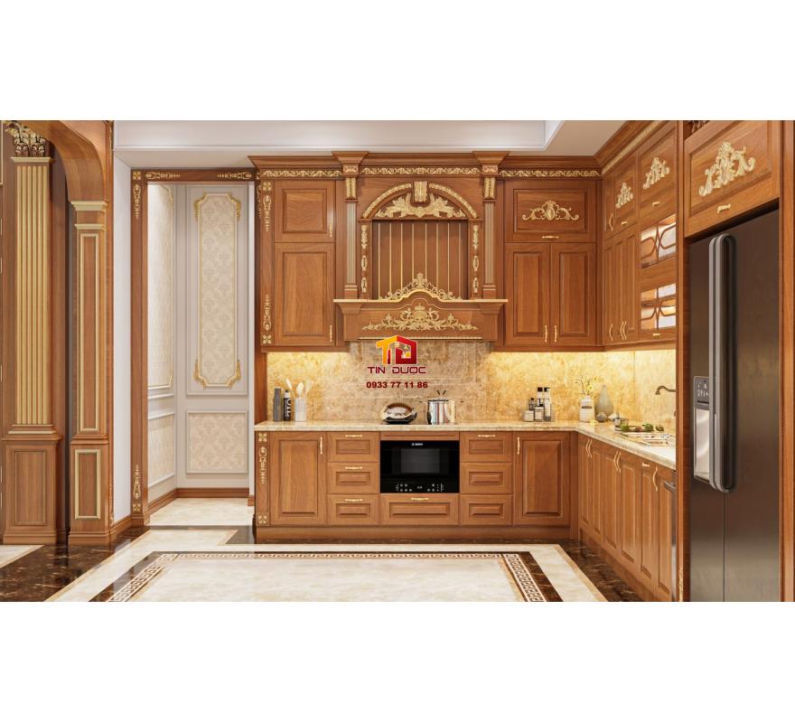 Tủ Bếp Gỗ Sồi Thiết Kế Sang Trọng, Tinh Tế - TBTN02