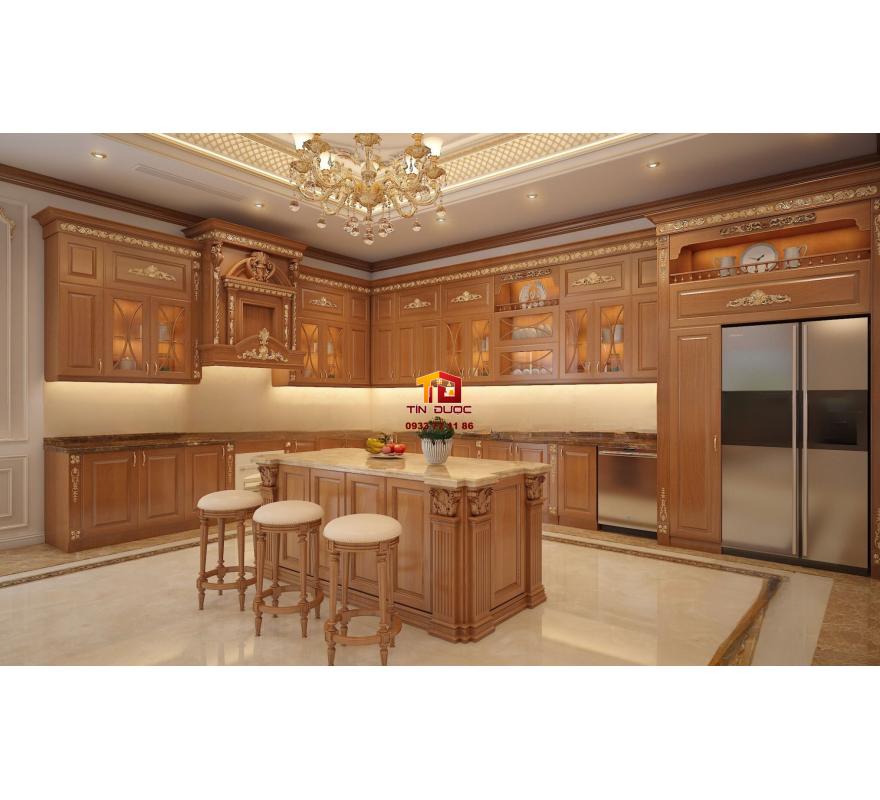 Tủ Bếp Gỗ Xoan Đ&agrave;o Tự Nhi&ecirc;n Thiết Kế Bếp Tối Ưu - TBTN01