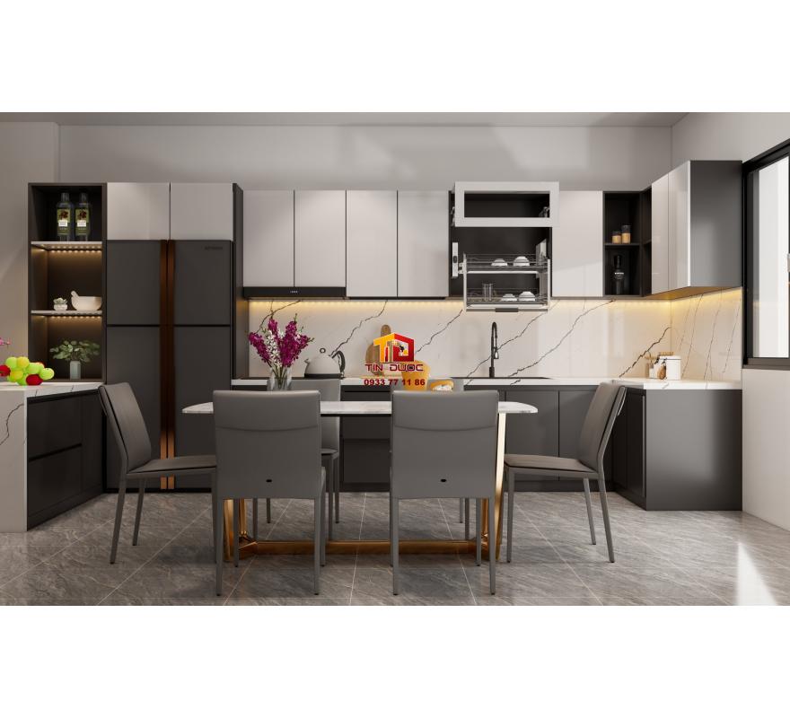 Tủ Bếp MDF Chống Ẩm L&otilde;i Xanh Cao Cấp Phủ Melamine-TBM03 