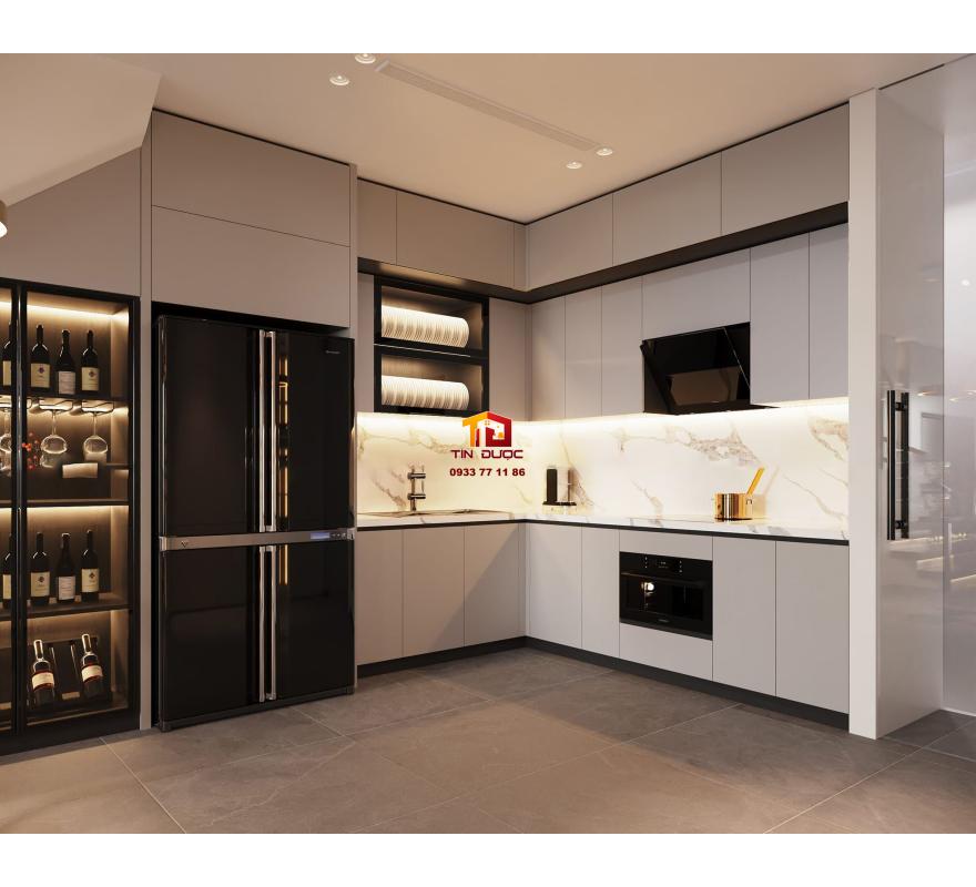 Tủ bếp MDF Chữ L Chất Lượng Cao Thanh Lịch - TBM076