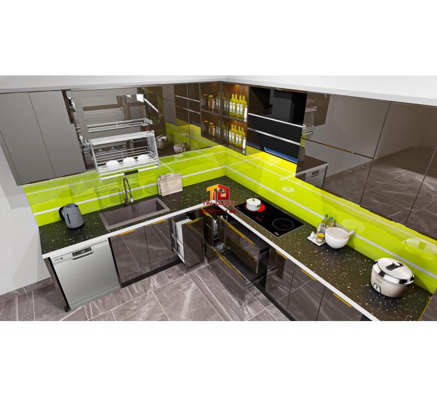 Tủ Bếp Nhựa Picomat Phủ Acrylic B&oacute;ng Gương-TBA053