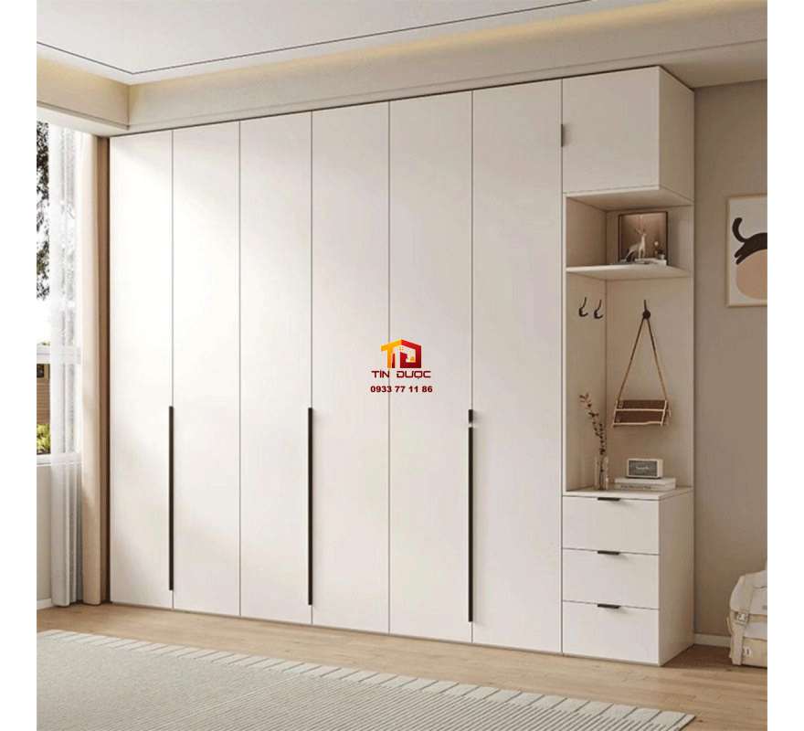 Tủ Quần &Aacute;o Gỗ C&ocirc;ng Nghiệp MDF 6 C&aacute;nh C&oacute; Kệ Trang Tr&iacute; Hiện Đại - TAM01